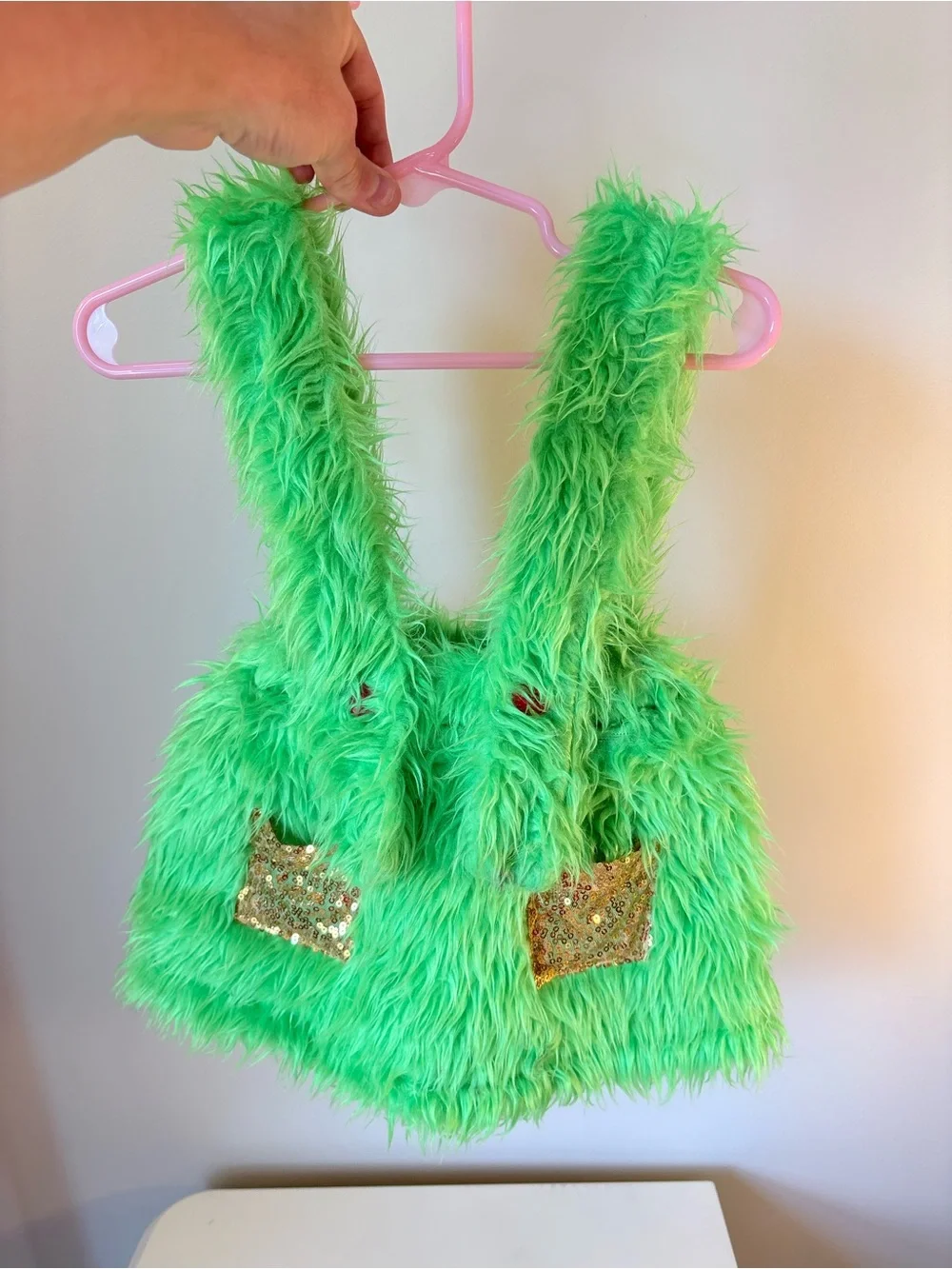 “The Grinch” Green Fuzzy Baby Jumper Dress Size 80 (12-18 months)